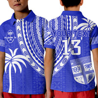 Custom Text and Number Fiji Rugby Sevens Polo Shirt Fijian 7s Tapa Polynesian Blue Ver.02 LT13 - Wonder Print Shop