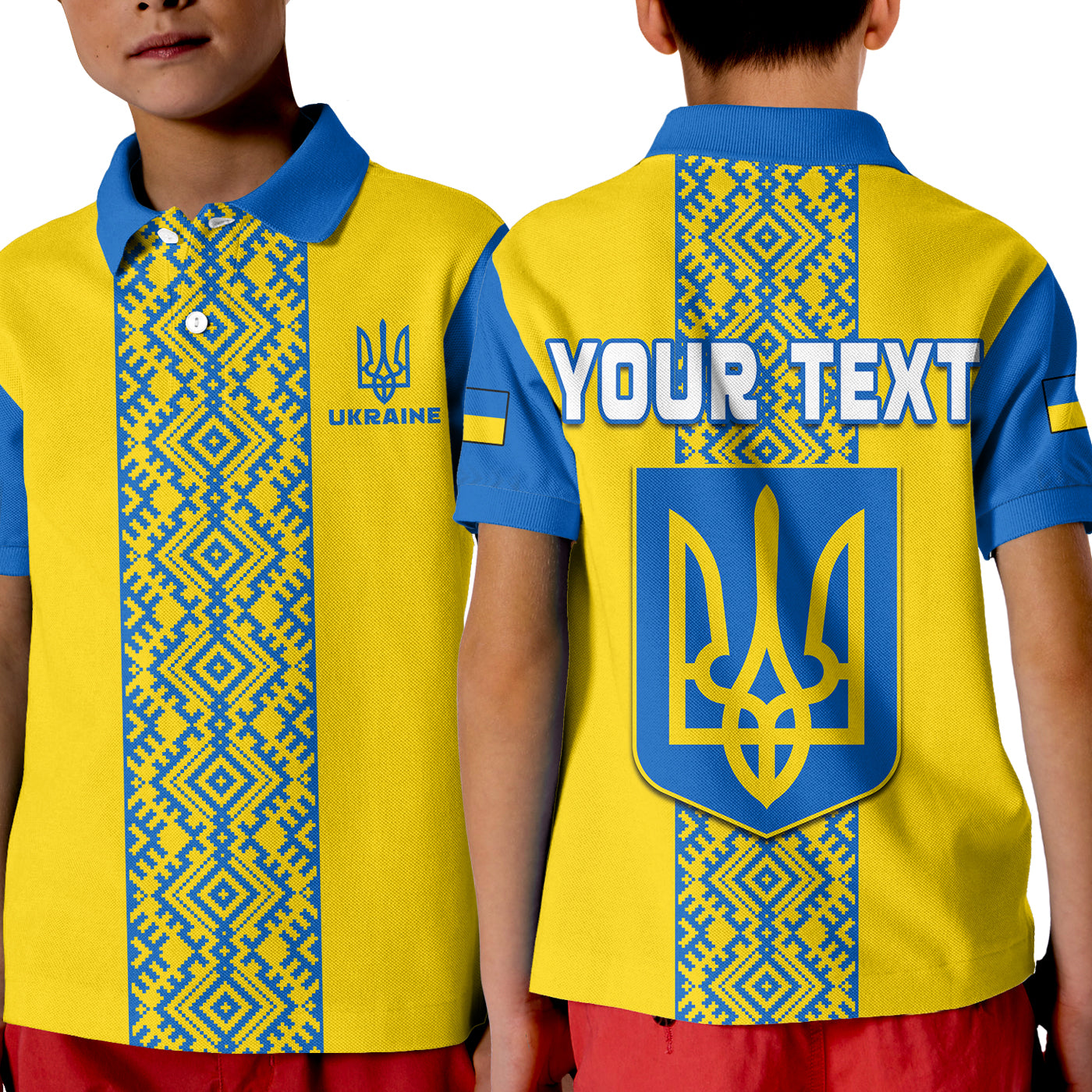 custom-personalised-ukraine-polo-shirt-kid-ukrainian-pattern