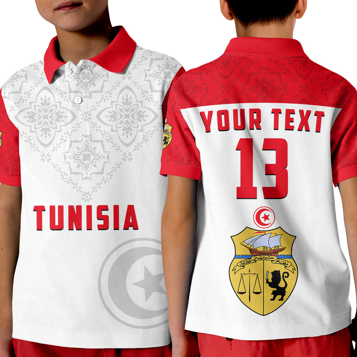 (Custom Text and Number) Tunisia Polo Shirt KID Tunisian Patterns Sporty Style LT13 - Wonder Print Shop