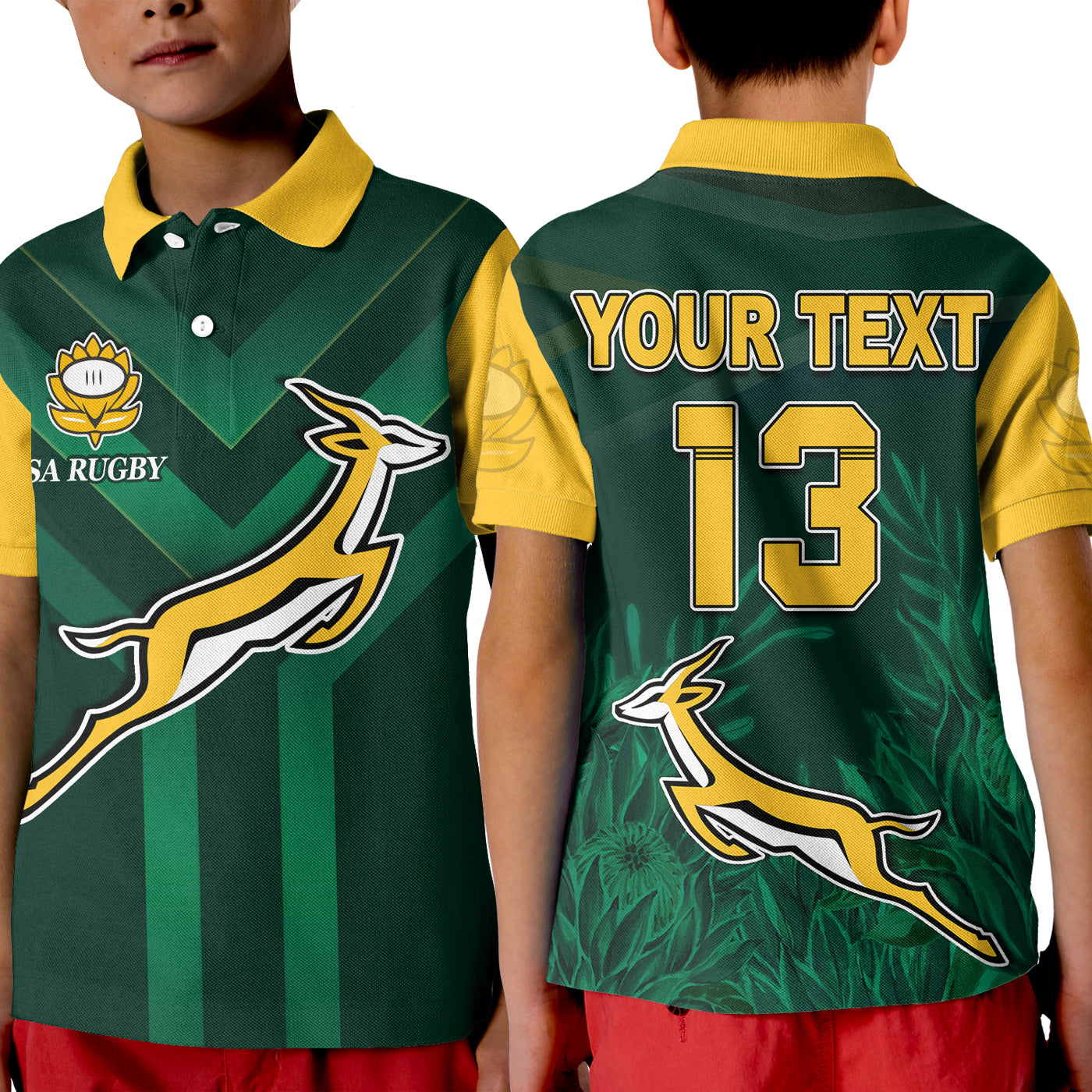 custom-text-and-number-south-africa-rugby-polo-shirt-kid-springboks-king-protea-go-bokke