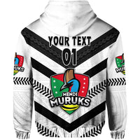 Custom Papua New Guinea PRK Mendi Muruks Zip Hoodie Rugby Polynesian White, Custom Text And Number LT8 - Wonder Print Shop