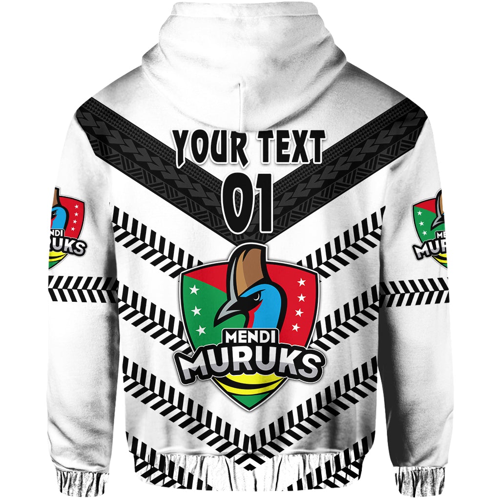 Custom Papua New Guinea PRK Mendi Muruks Zip Hoodie Rugby Original Style White, Custom Text And Number LT8 - Wonder Print Shop