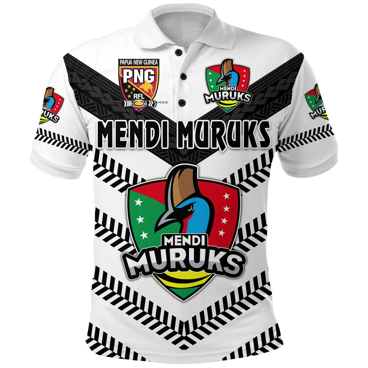 Custom Papua New Guinea PRK Mendi Muruks Polo Shirt Rugby Original Style White LT8 - Wonder Print Shop