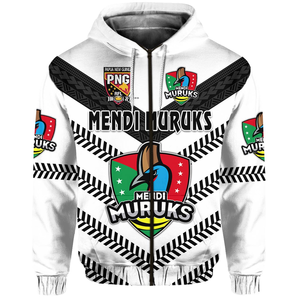 Custom Papua New Guinea PRK Mendi Muruks Zip Hoodie Rugby Original Style White, Custom Text And Number LT8 - Wonder Print Shop
