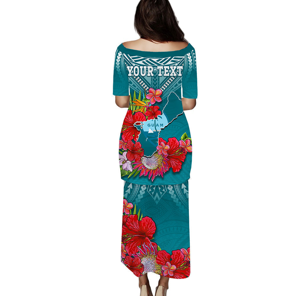 custom-personalised-guam-chamorro-puletasi-dress-guaman-latte-stone-tropical-flowers-turquoise-version