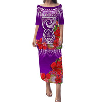 custom-personalised-guam-chamorro-puletasi-dress-guaman-latte-stone-tropical-flowers-purple-version