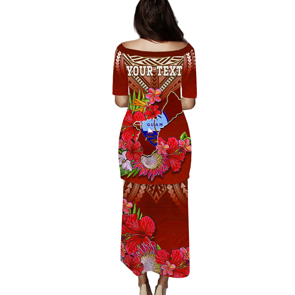 custom-personalised-guam-chamorro-puletasi-dress-guaman-latte-stone-tropical-flowers-red-version