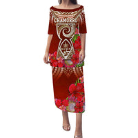 custom-personalised-guam-chamorro-puletasi-dress-guaman-latte-stone-tropical-flowers-red-version