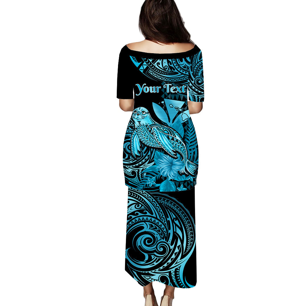 custom-personalised-hawaii-monk-seal-puletasi-dress-kakau-with-kanaka-turquoise