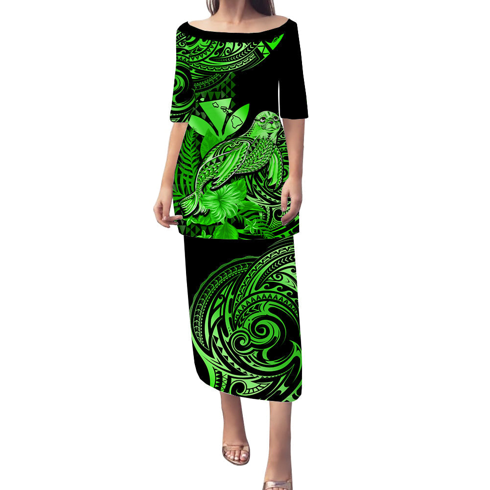 custom-personalised-hawaii-monk-seal-puletasi-dress-kakau-with-kanaka-green