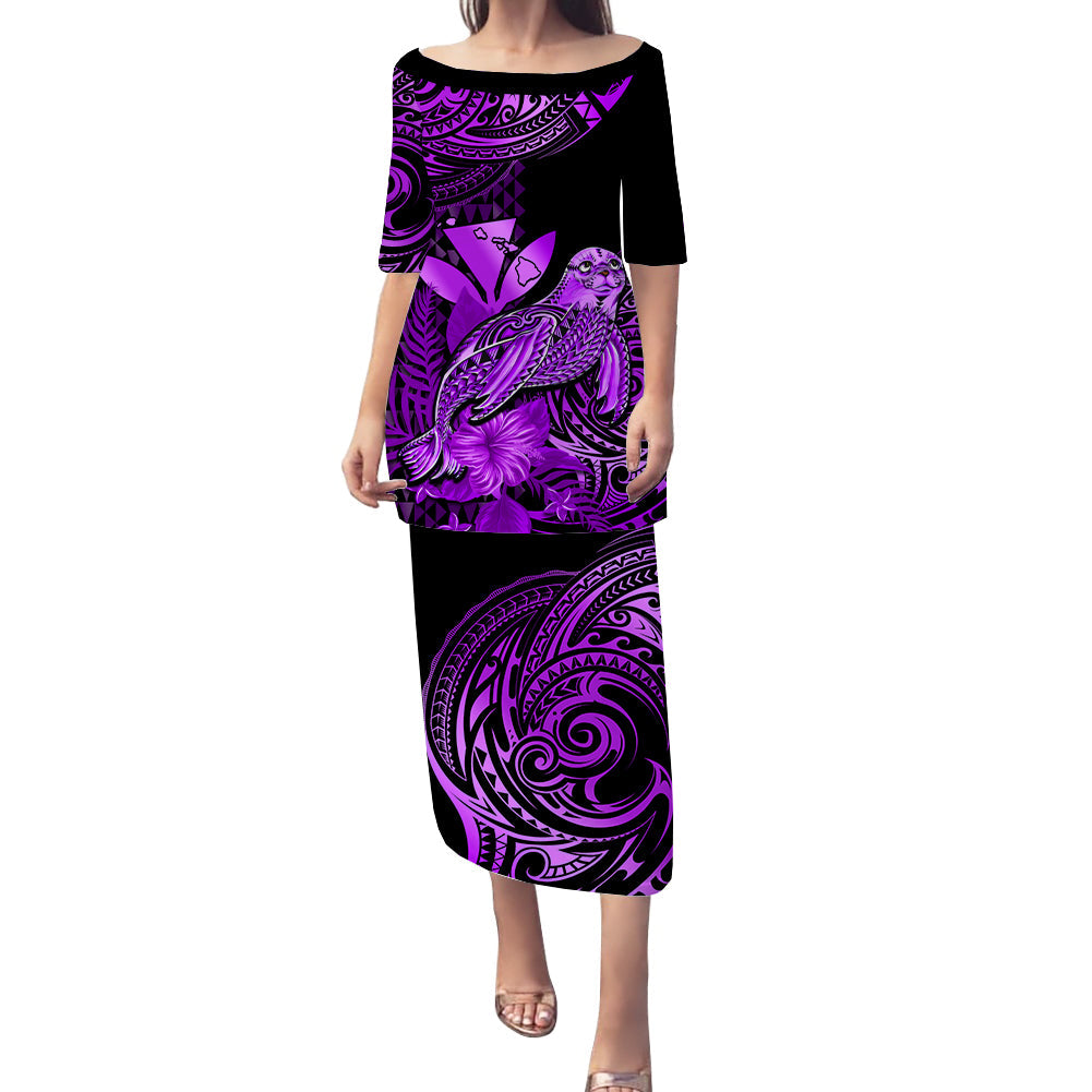 custom-personalised-hawaii-monk-seal-puletasi-dress-kakau-with-kanaka-purple
