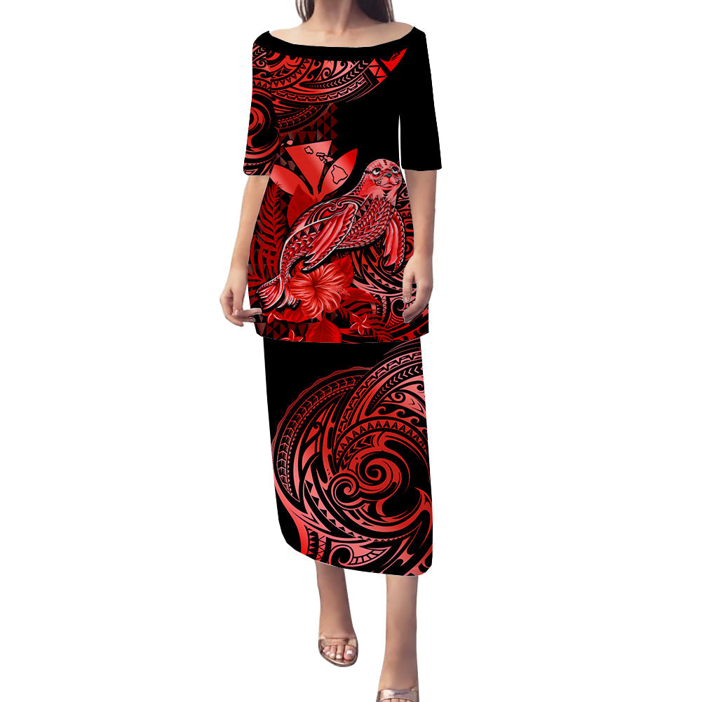 custom-personalised-hawaii-monk-seal-puletasi-dress-kakau-with-kanaka-red