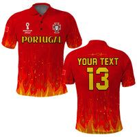 (Custom Text and Number) Portugal Football Polo Shirt Champions Soccer World Cup My Heartbeat Fire LT13 - Wonder Print Shop