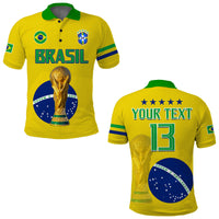 (Custom Text and Number) Brazil Football Polo Shirt Go Champions Selecao Campeao LT13 - Wonder Print Shop