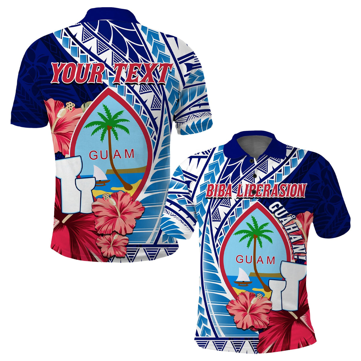 Custom Chamorro Guam Polo Shirt Happy Liberation Day Latte Stone LT13 - Wonder Print Shop