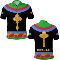 Custom Eritrea Polo Shirt Cross Flag Camel Black LT13 - Wonder Print Shop