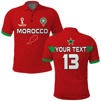 (Custom Text and Number) Morocco Football Polo Shirt Champions World Cup Soccer Proud LT13 - Wonder Print Shop