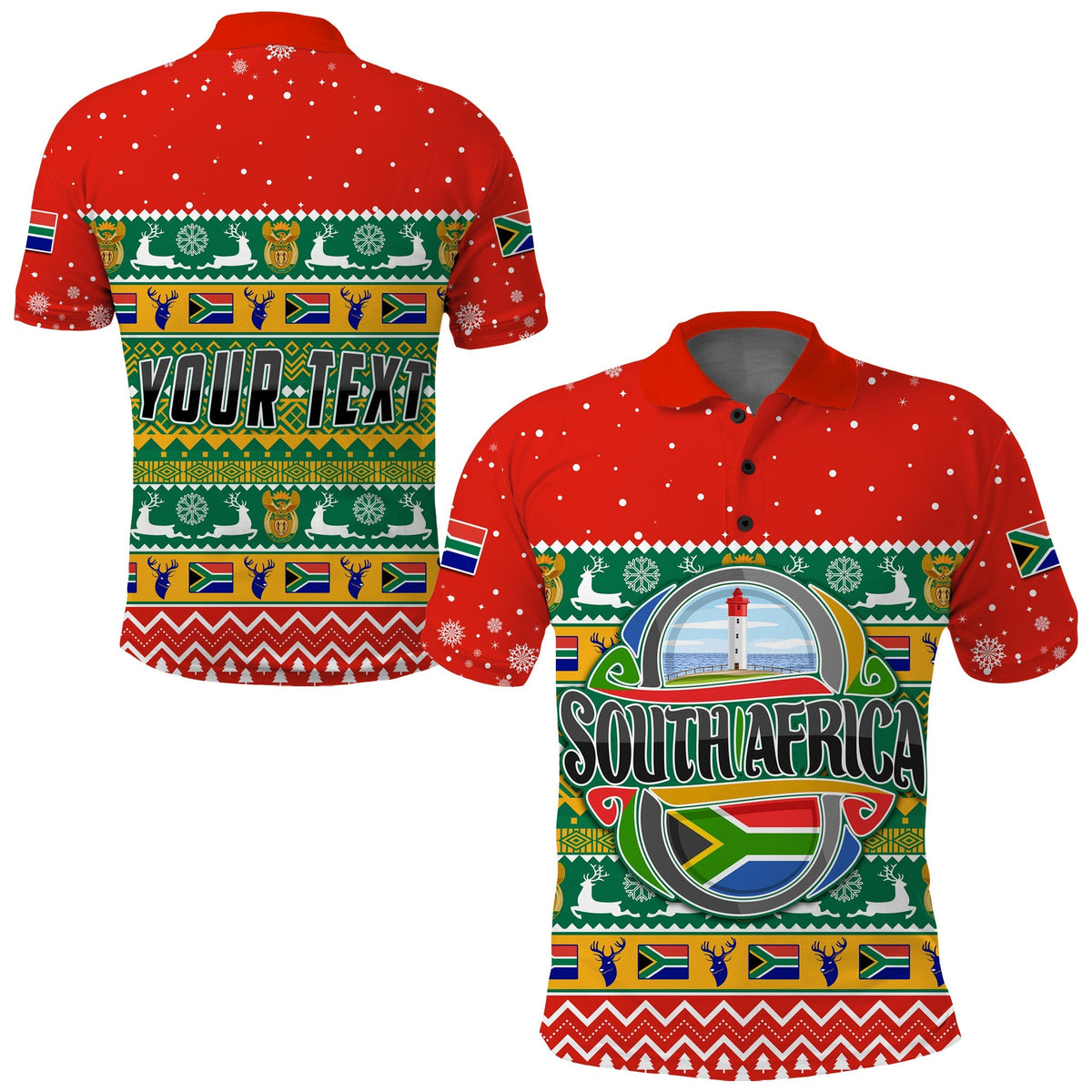 Custom South Africa Polo Shirt Christmas African Springbok LT13 - Wonder Print Shop