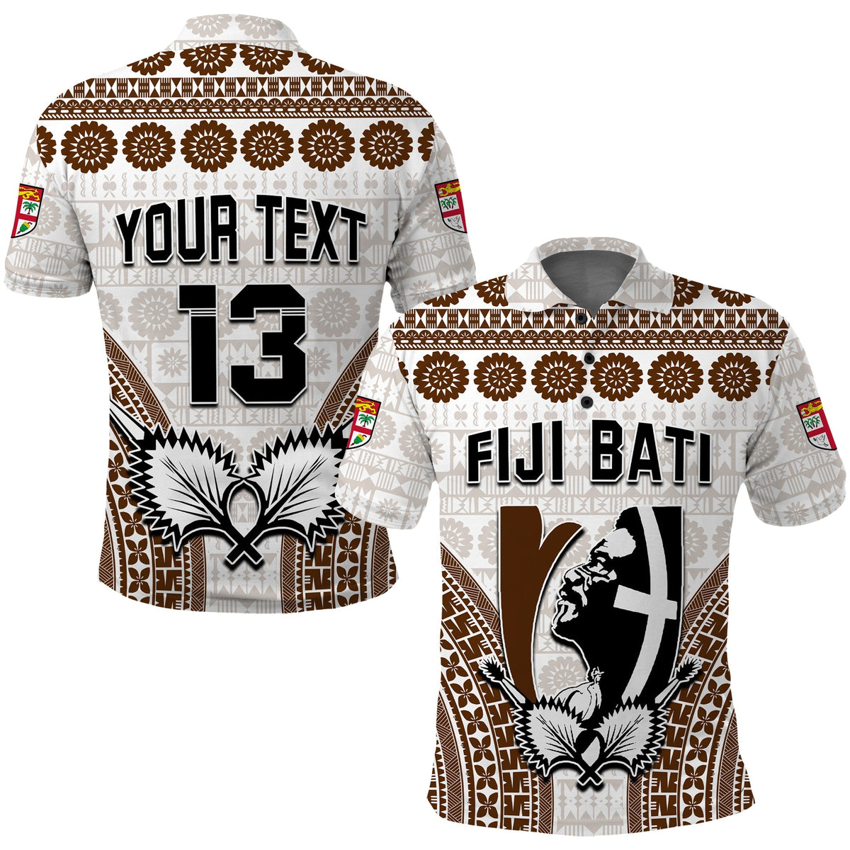 Custom Text and Number Fiji Rugby Bati Polo Shirt Proud Tapa Pattern LT13 - Wonder Print Shop