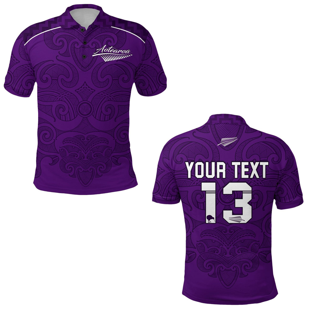 Custom Maori 2021 Polo Shirt Purple Aotearoa Tattoo Custom Text and Number LT13 - Wonder Print Shop