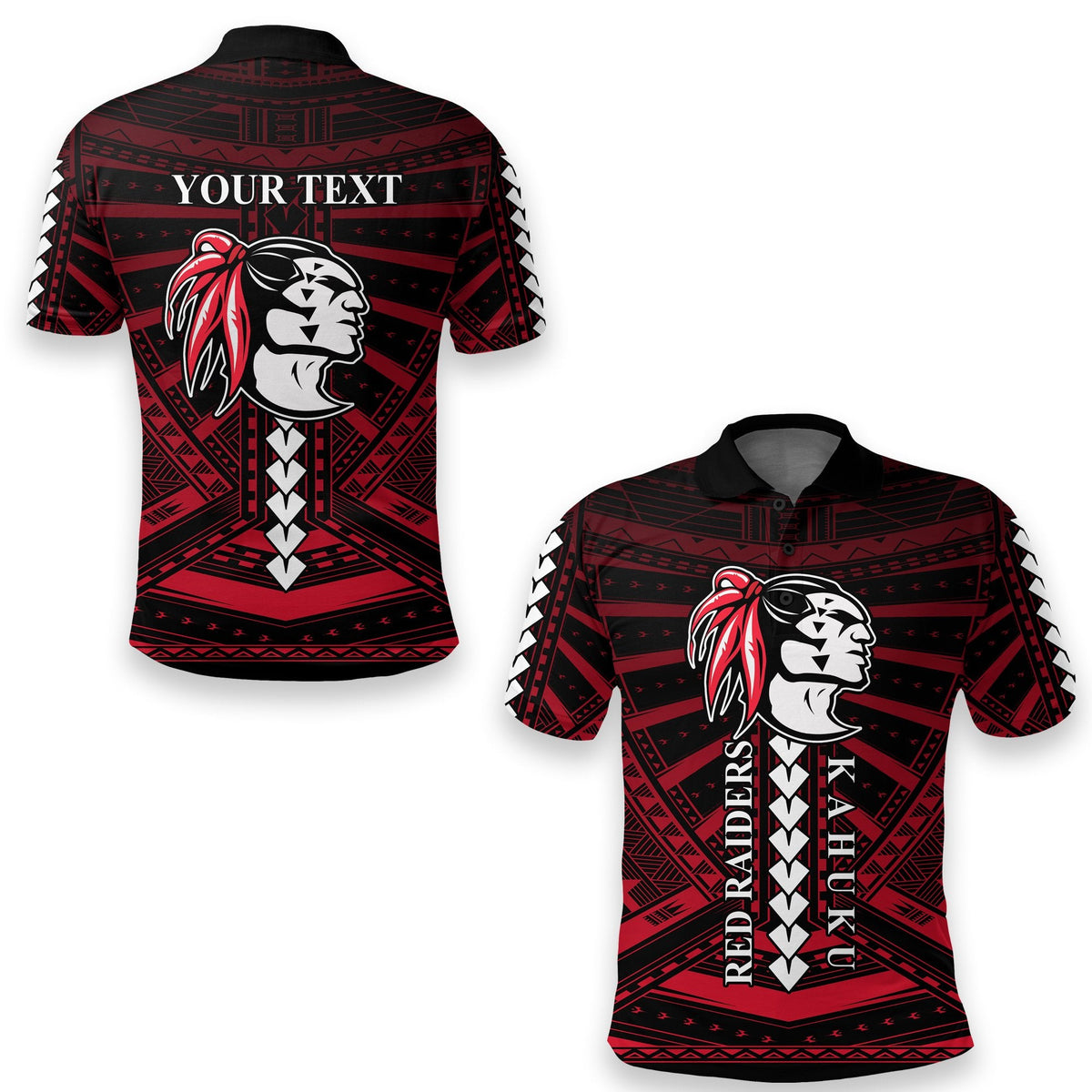Custom Polynesian Red Raiders Polo Shirt Kahuku Hawaii School LT13 - Wonder Print Shop