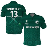 (Custom Text and Number) Saudi Arabia Football Polo Shirt KSA Swords Pattern Saudi Green Champions LT13 - Wonder Print Shop