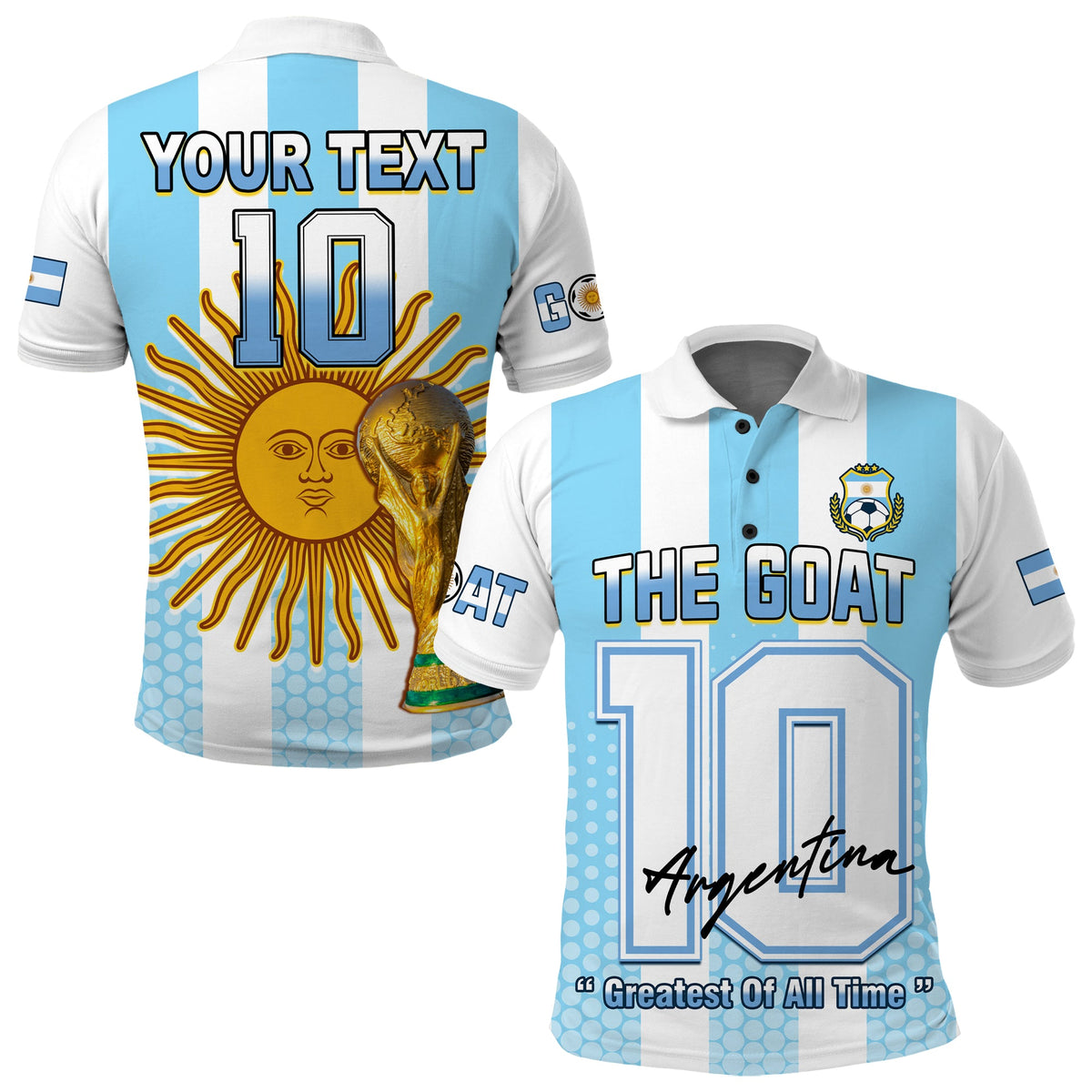 (Custom Text and Number) Argentina Football Polo Shirt Vamos La Albiceleste Soccer World Cup GOAT 2022 LT13 - Wonder Print Shop