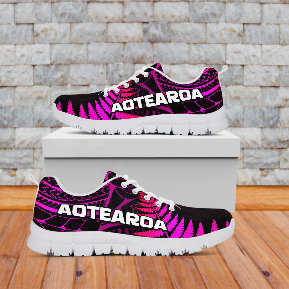Aotearoa Fern Sneakers New Zealand Hei Tiki Purple Style LT13 - Wonder Print Shop