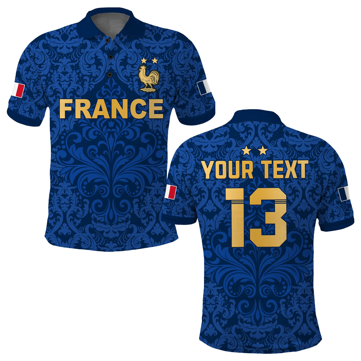 (Custom Text and Number) France Football Polo Shirt Elegant Lily World Cup Les Bleus Le Champion LT13 - Wonder Print Shop