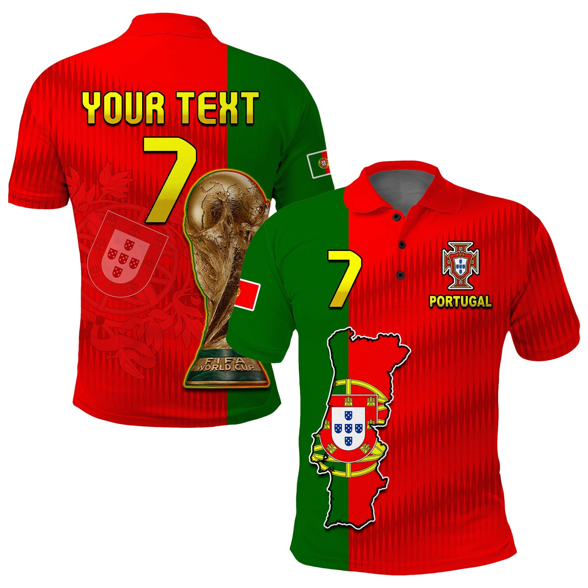 (Custom Text and Number) Portugal Polo Shirt Football 2022 Style Flag Portuguese Champions LT13 - Wonder Print Shop