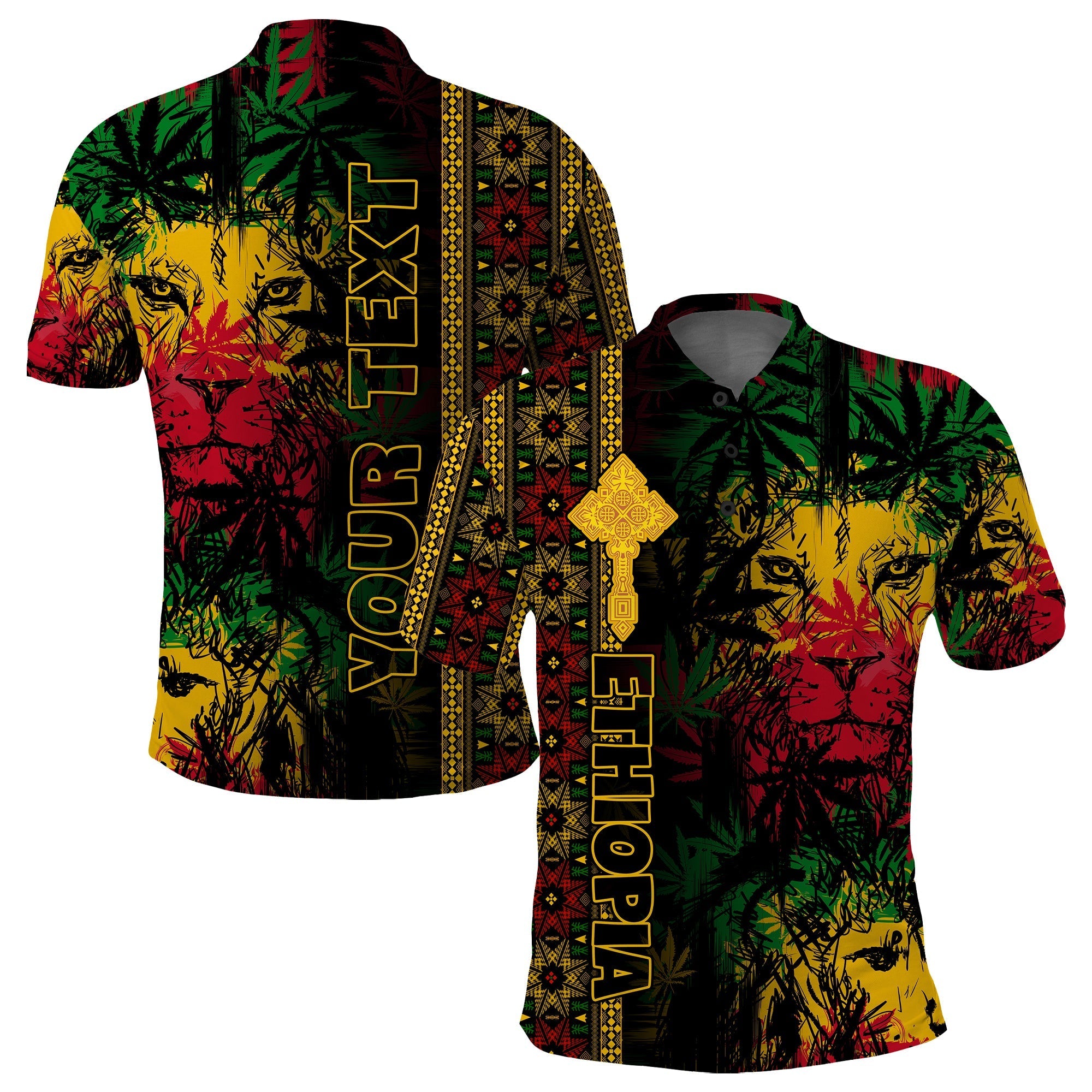 custom-personalised-ethiopia-lion-reggae-polo-shirt-ethiopian-cross