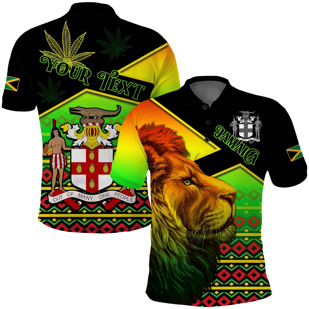 Custom Jamaica Lion Polo Shirt Jamaican Pattern Version Reggae Colors LT13 - Wonder Print Shop
