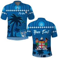 Custom Bula Fiji Day Polo Shirt Fijian Tapa with Palm Tree 52nd Anniversary LT13 - Wonder Print Shop