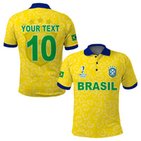 (Custom Text and Number) Brazil Football Polo Shirt World Cup Champions Soccer 2022 Selecao Brasil Campeao LT13 - Wonder Print Shop