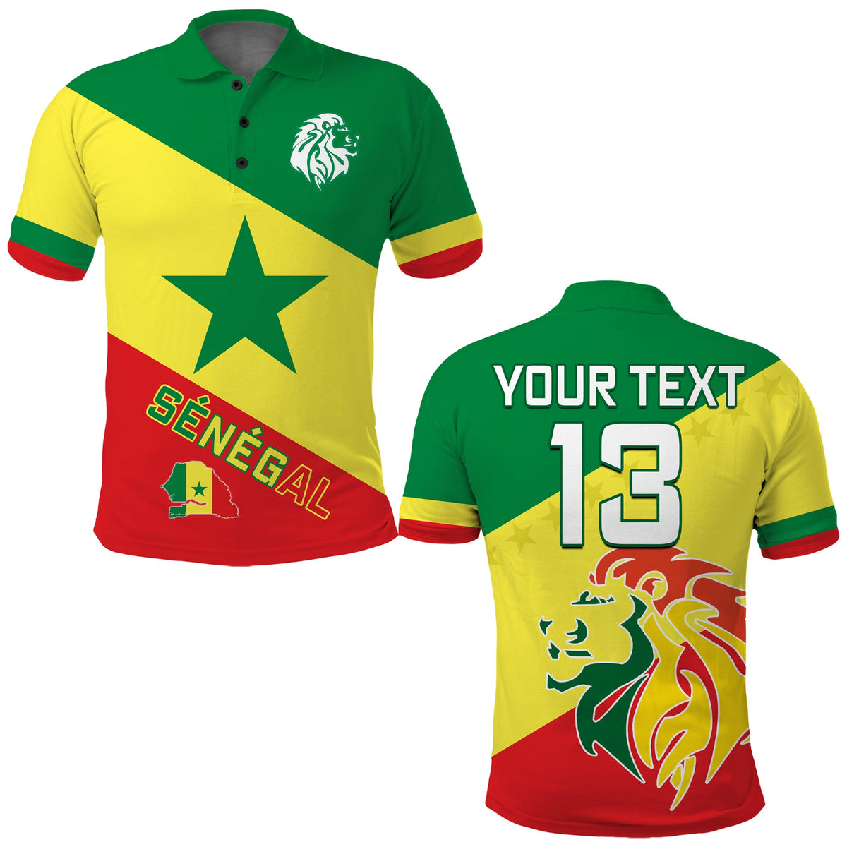 (Custom Text and Number) Senegal Football Polo Shirt Lions of Teranga Soccer Football 2022 Style Flag LT13 - Wonder Print Shop