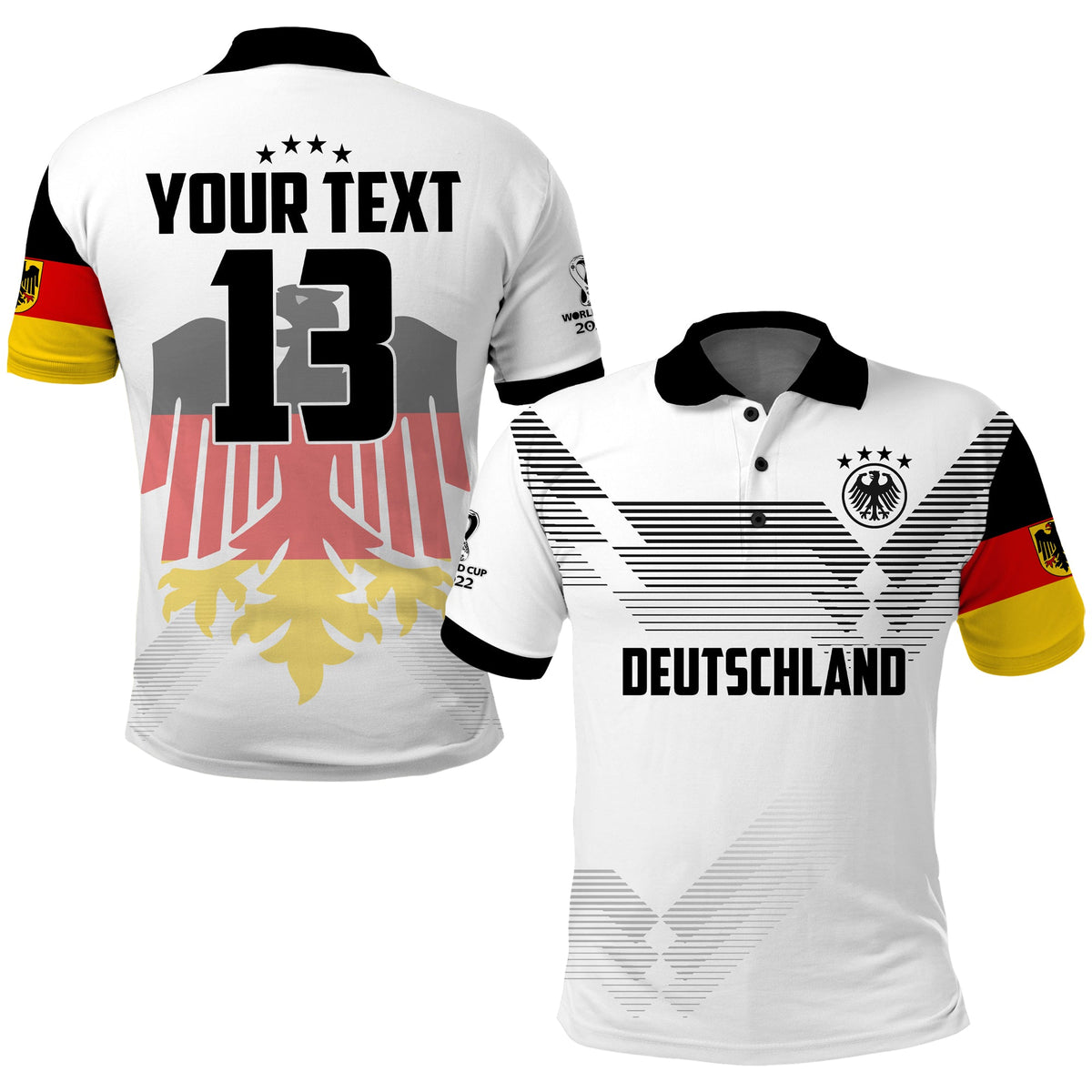 (Custom Text and Number) Germany Football Polo Shirt Come On Nationalelf Soccer Deutschland Champions World Cup LT13 - Wonder Print Shop