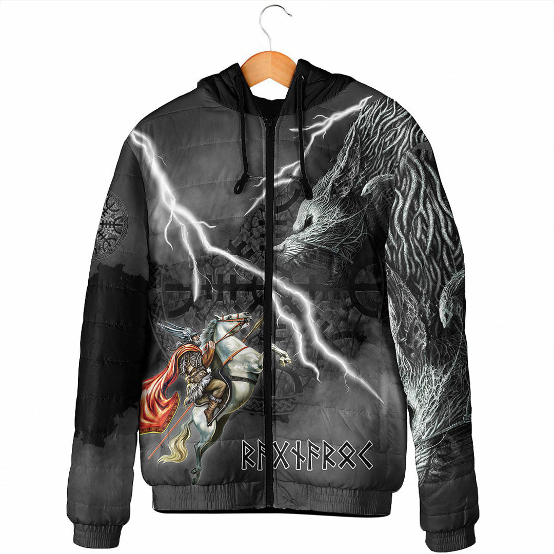 custom-viking-ragnarok-padded-hododed-odin-fight-fenrir-on-thunder-background