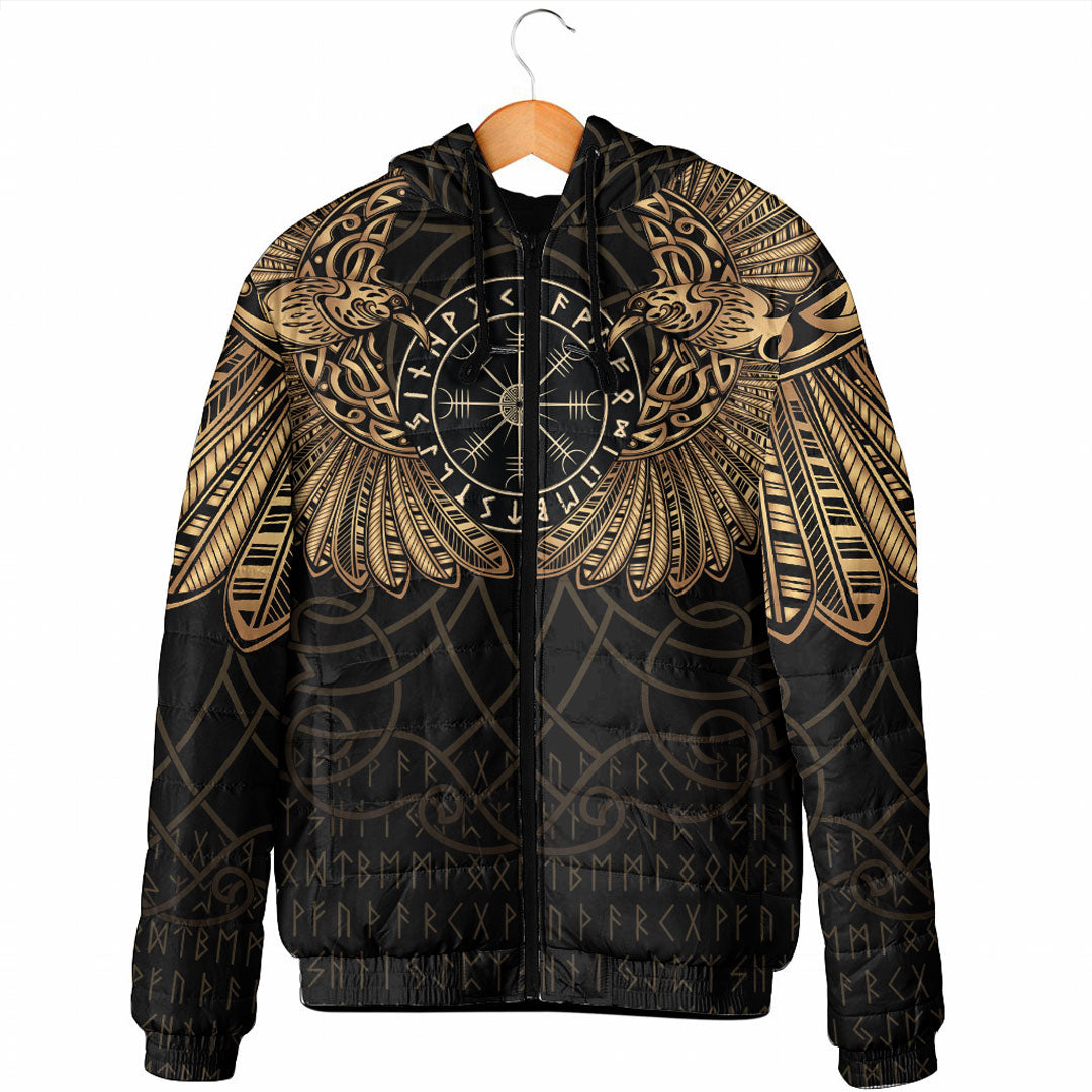 viking-clothing-viking-odins-celtic-two-ravens-gold-version-padded-hooded-jacket