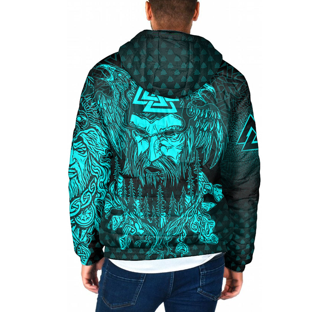 viking-clothing-viking-odin-raven-tattoo-style-cyan-version-padded-hooded-jacket