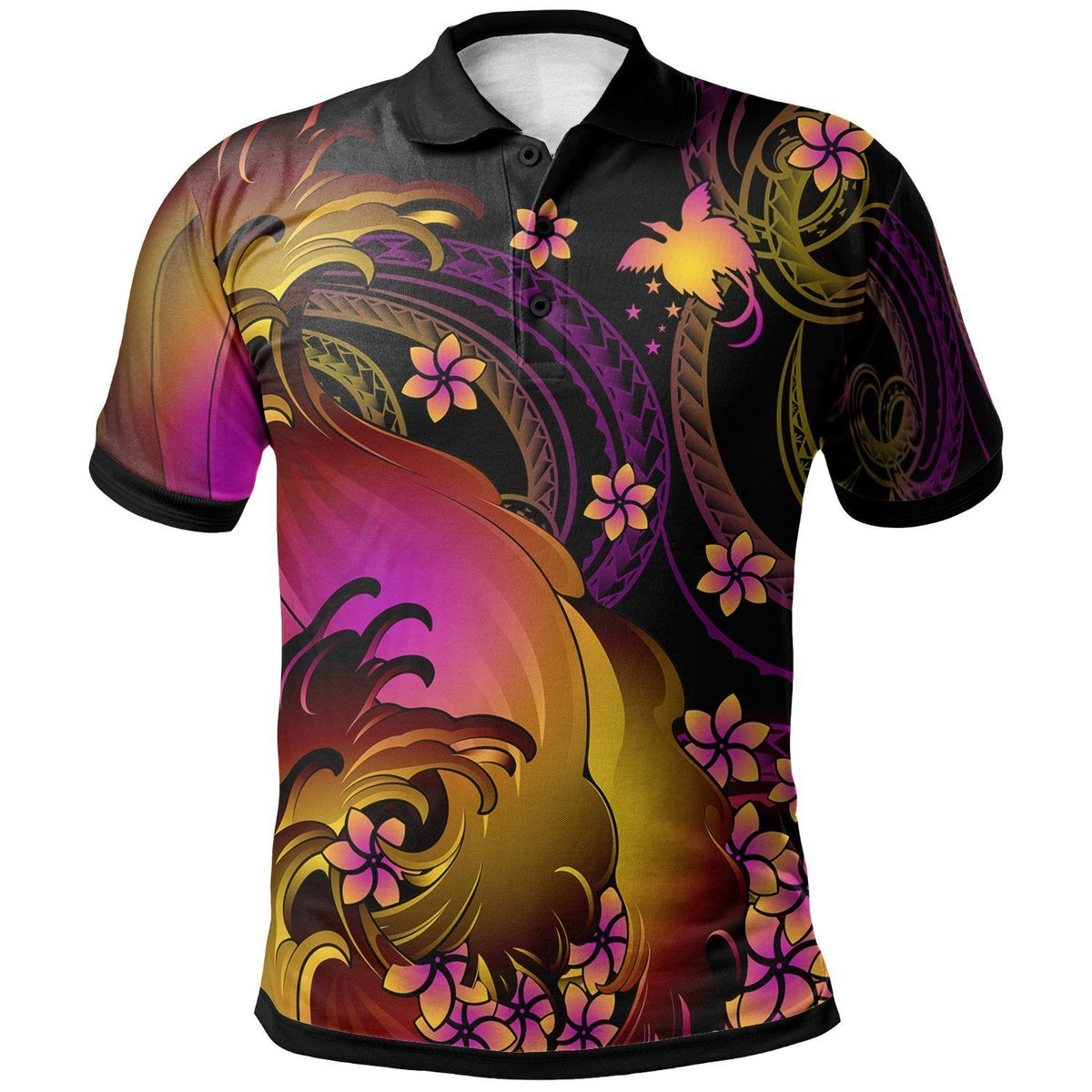 Papua New Guinea Polo Shirt PNG in wave - Wonder Print Shop
