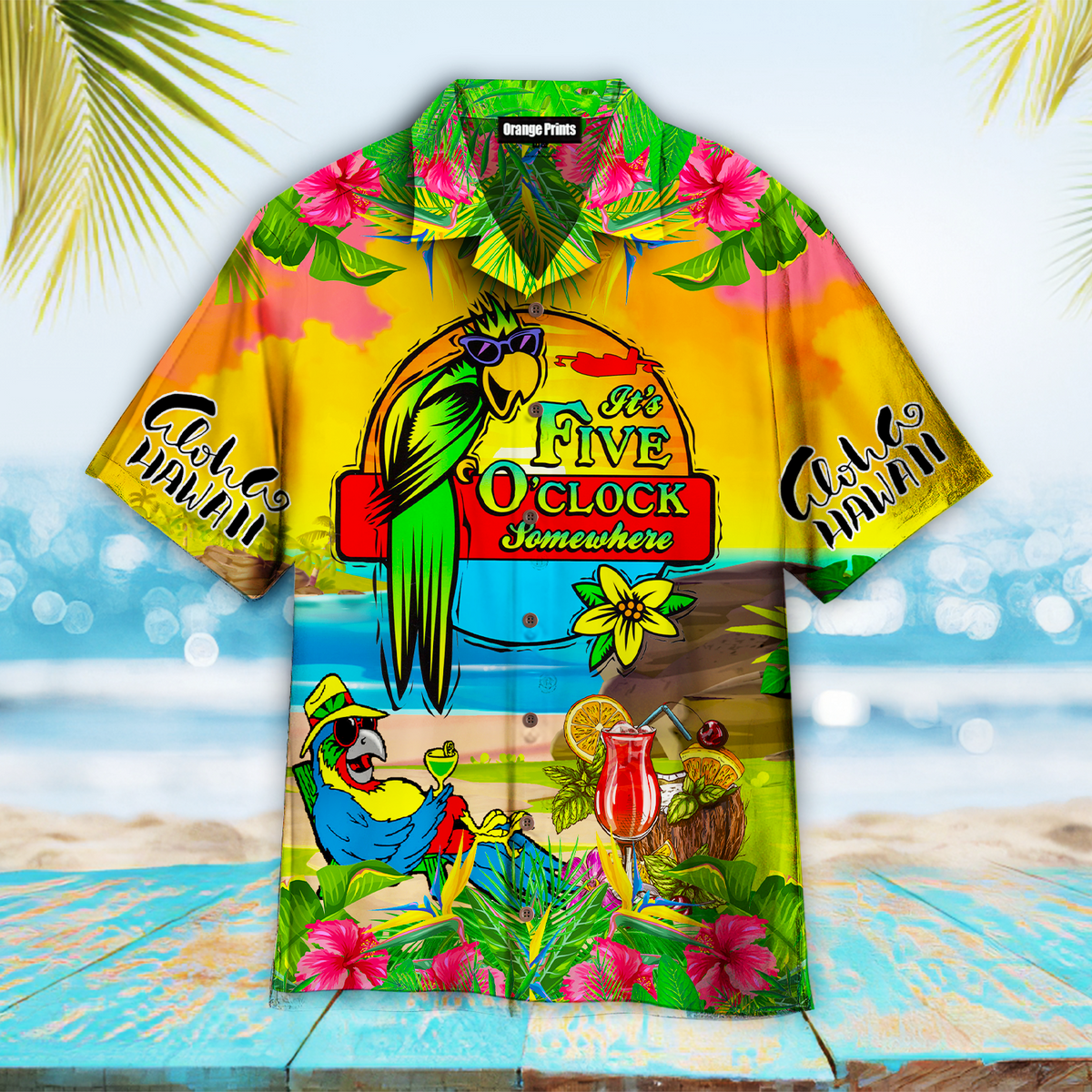 Parrot It's 5 O'clock Somewhere Alola Hawaiian Shirt - Wonder Print Shop