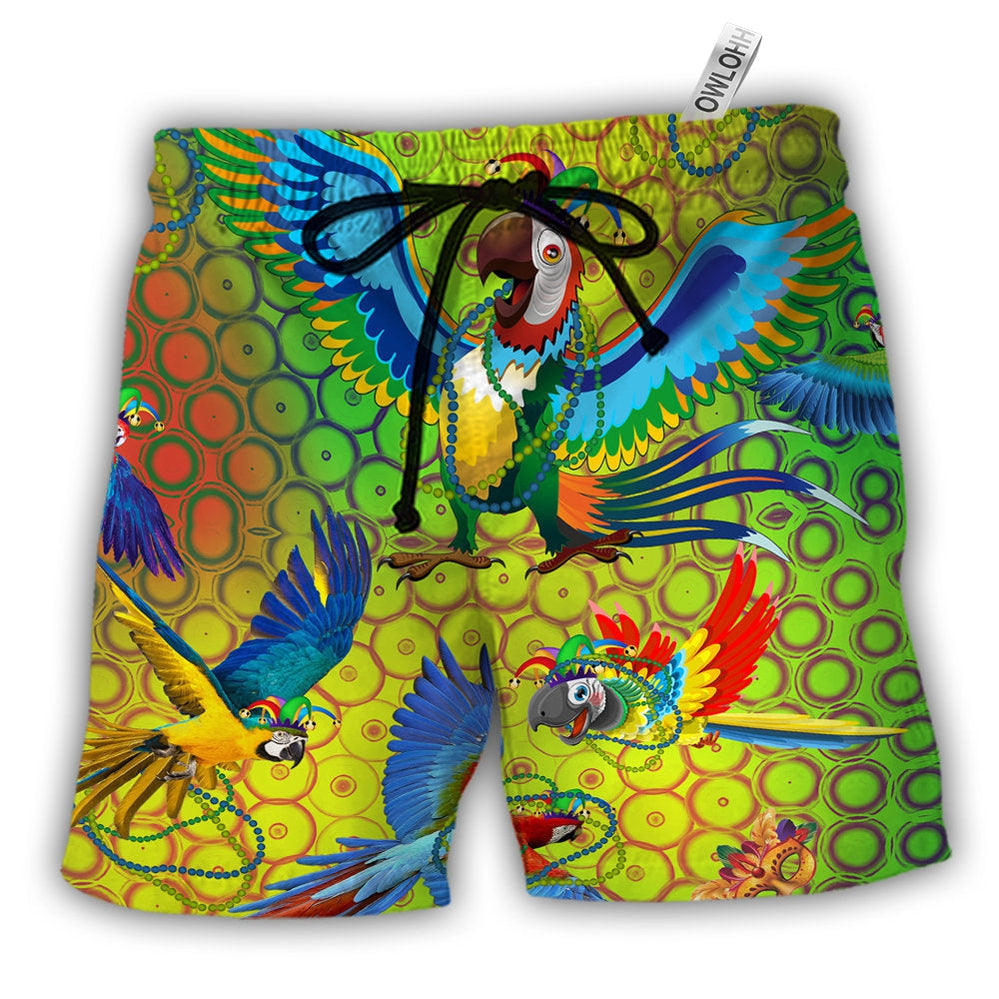 parrot-mardi-gras-color-hawaiian-shorts