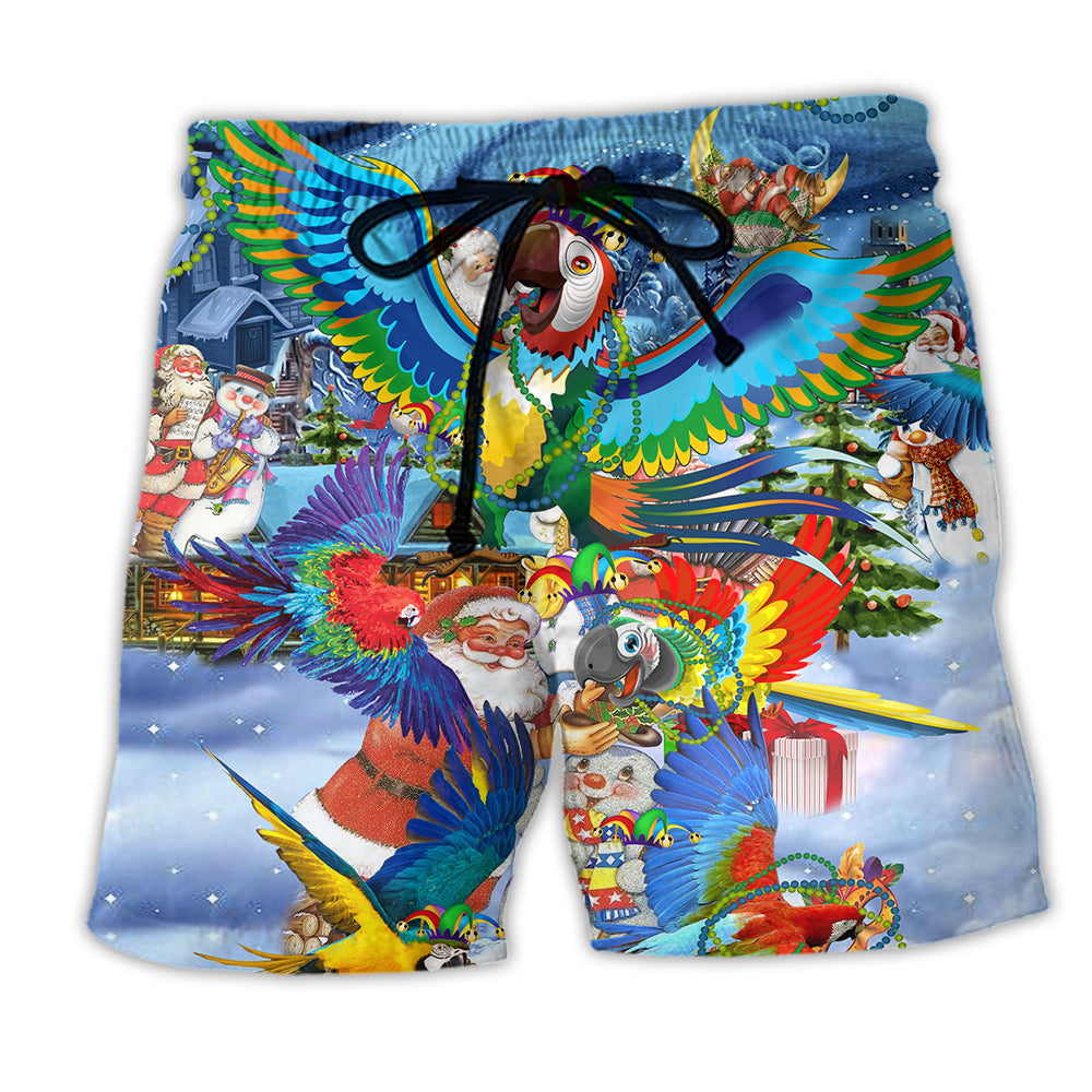 parrot-mardi-gras-merry-christmas-hawaiian-shorts