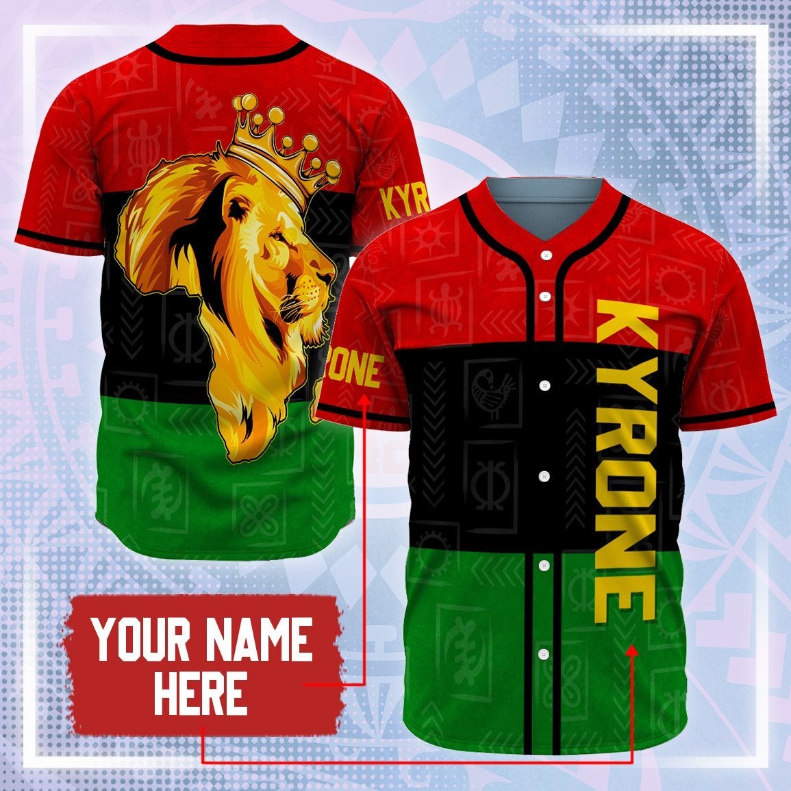 African Baseball Jersey - Personalised Pan Africa - Wonder Print Shop