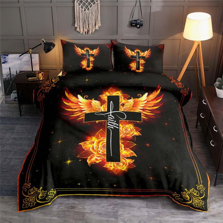 Jesus Phoenix Rose Faith Bedding Set - Wonder Print Shop