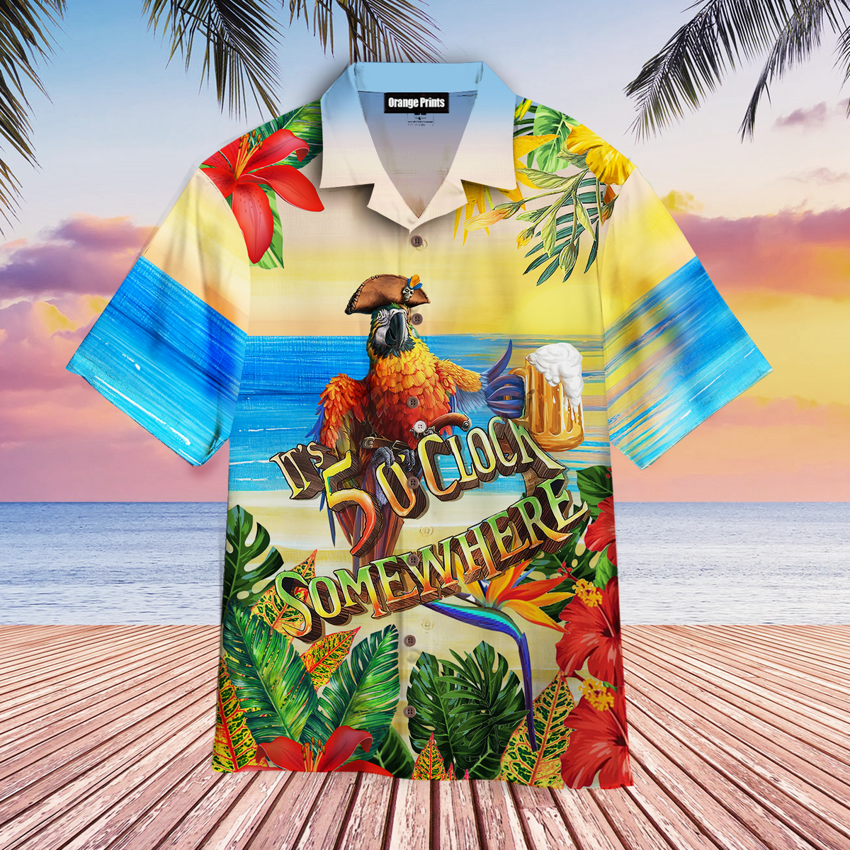 Pirate Parrot Its Always 5 Oclock Somewhere Hawaiian Shirt - Wonder Print Shop