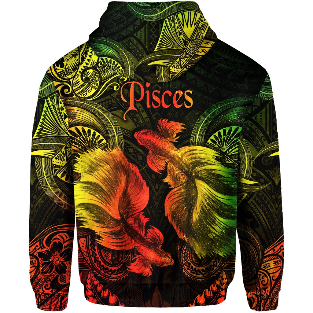Pisces Zodiac Polynesian Hoodie Unique Style Reggae LT8 - Wonder Print Shop