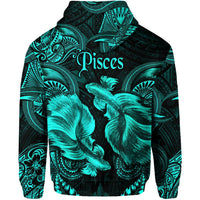 Pisces Zodiac Polynesian Hoodie Unique Style Turquoise LT8 - Wonder Print Shop