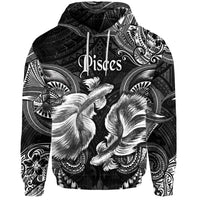 Pisces Zodiac Polynesian Hoodie Unique Style Black LT8 - Wonder Print Shop