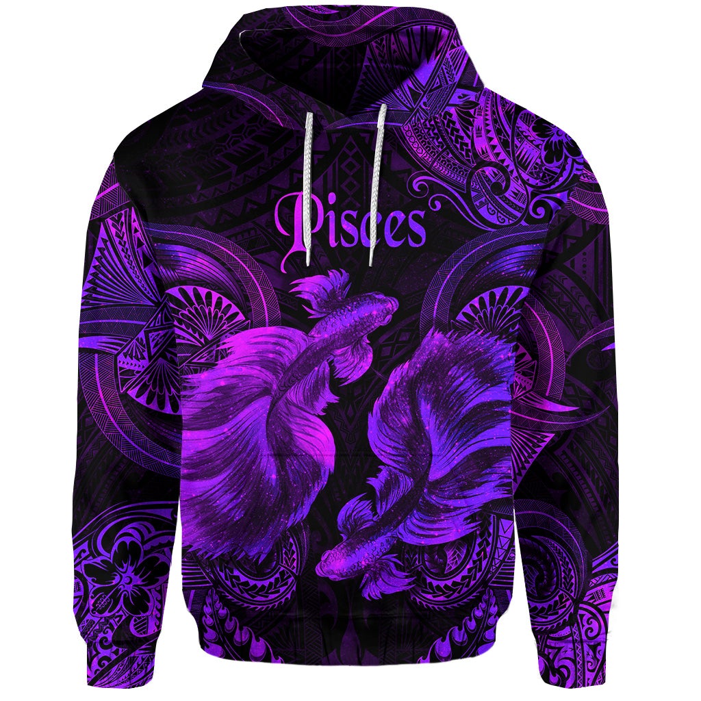 Pisces Zodiac Polynesian Hoodie Unique Style Purple LT8 - Wonder Print Shop